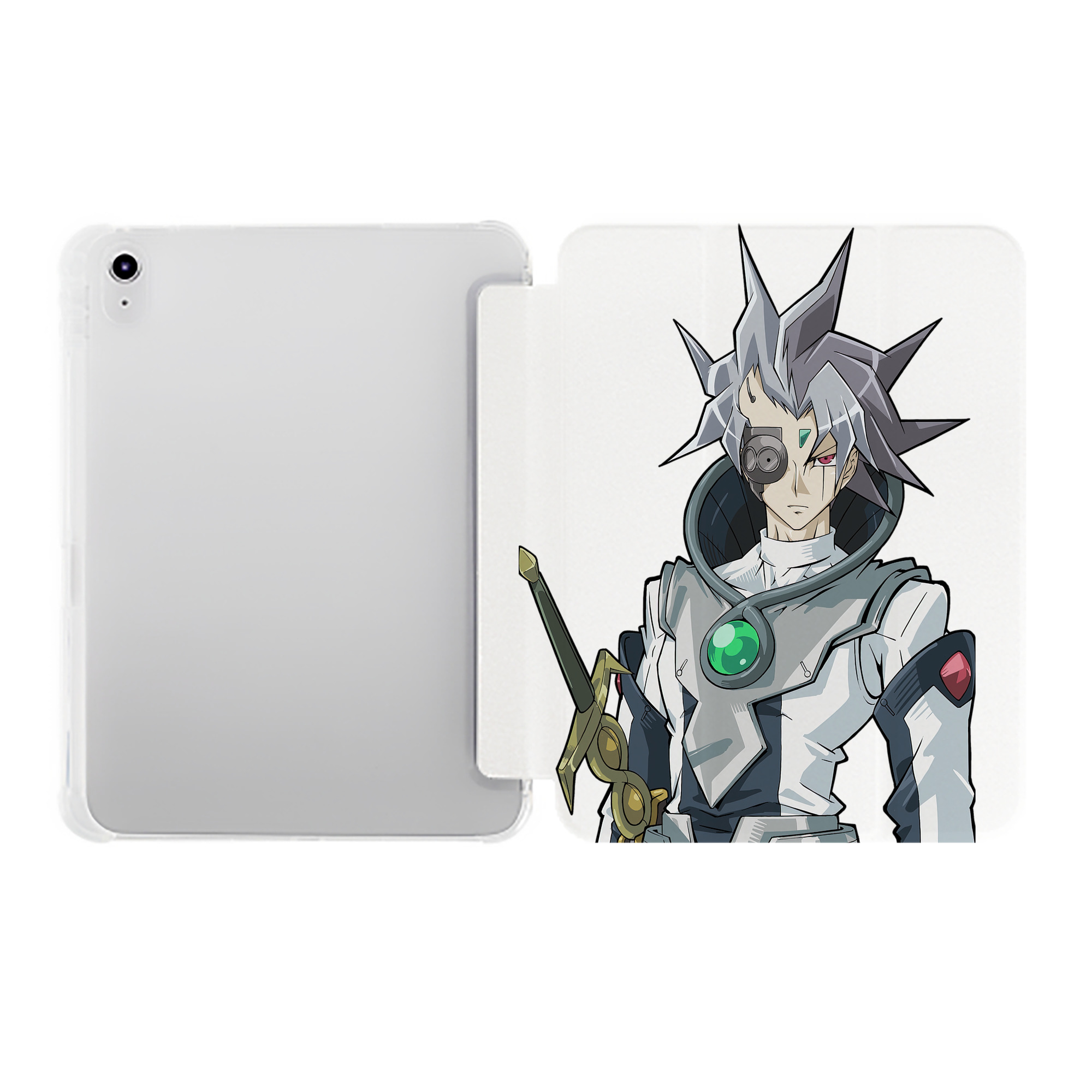（画像用） 遊☆戯☆王 Yu-Gi-Oh! IPad ケース ペン収納付き 三つ折りスタンド PUレザー×シリコン 対応機種9.5/10.5/10.9インチ